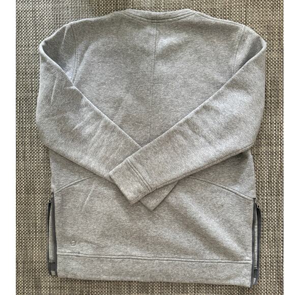 LULULEMON Yes Fleece Crewneck Side Zips Pocket Sweatshirt Sweater Gray 10 - Picture 4 of 7